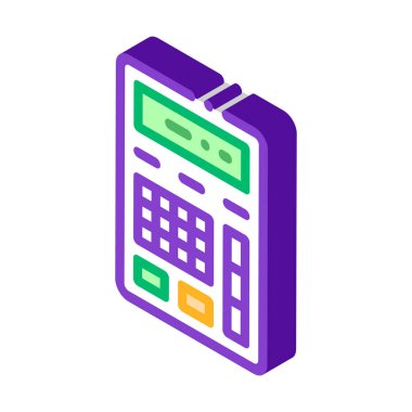 Hesaplayıcı Finansal Elektronik Mekanizma Vektör İzometrik İşareti. renk izole edilmiş sembol çizimi