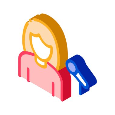 Şarkıcı Kadın Yetenek Simgesi İkon Vektörü izometrik işareti. renk izole edilmiş sembol çizimi