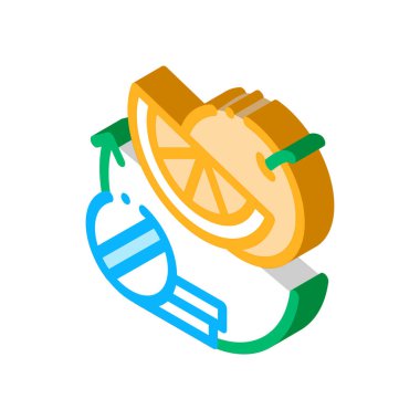 İlaçlar ve Meyve İlaveleri Simge Vektörü izometrik işareti. renk izole edilmiş sembol çizimi