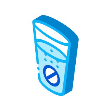 İlaçlar için bir bardak su ikon vektör izometrik işareti. renk izole edilmiş sembol çizimi