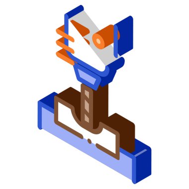 Metalurjik Simge Vektörü izometrik işareti üretiliyor. renk izole edilmiş sembol çizimi