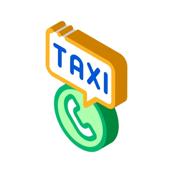 Taxi Call Telefone Serviço Táxi Online Ícone Vector Sinal Isométrico — Vetor de Stock