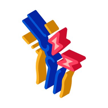 Diz Eklem Ağrısı Simgesi Vektörü. Isometric Knee Eklem Ağrısı işareti. renk izole edilmiş sembol çizimi