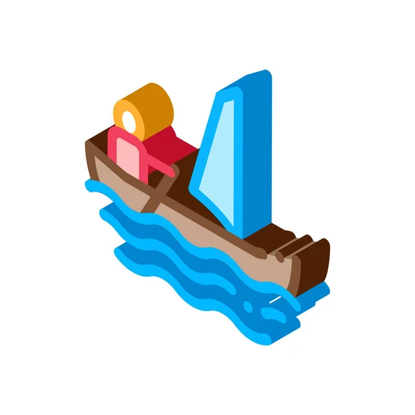 Sailing Canoeing Icon Vector Isometric Sign Color Isolated Symbol Illustration — Stock Vector