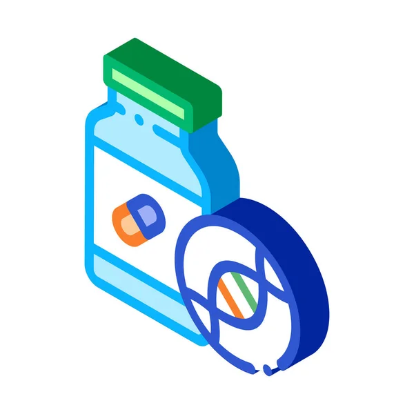 의료용 Pill Bottle Biohacking Icon Vector Isometric Sign — 스톡 벡터