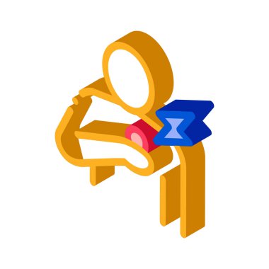 Göğüs Ağrısı Simgesi Vektörü. Isometric Göğüs Ağrısı işareti. renk izole edilmiş sembol çizimi