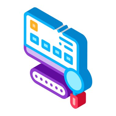 Kredi Kartı Çalışma Simgesi Vektörü. Isometric Kredi Kartı Çalışma tabelası. renk izole edilmiş sembol çizimi