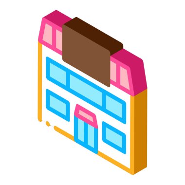 Hayvan Dükkanı Simgesi Vektörü. Isometric Pet Shop tabelası. renk izole edilmiş sembol çizimi