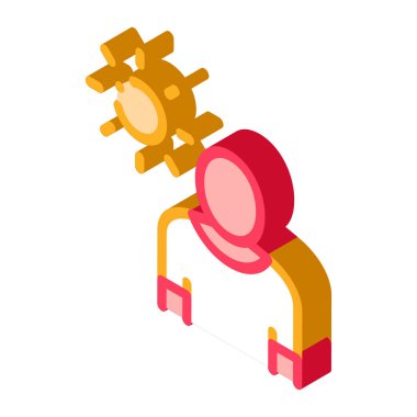 Erkek Simgesi Vektörü için Güneş Maruziyeti. Isometric Sun Exposure for Man tabelası. renk izole edilmiş sembol çizimi