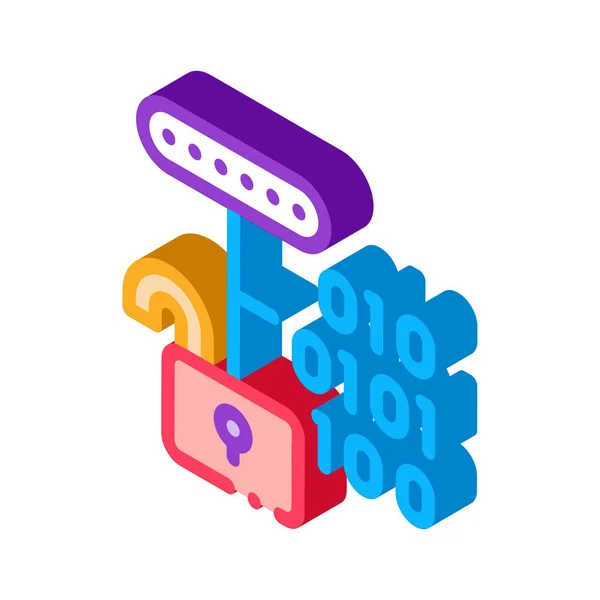 Hacking Binary Code Icon Vector Isométrica Hacking Sinal Código Binário — Vetor de Stock