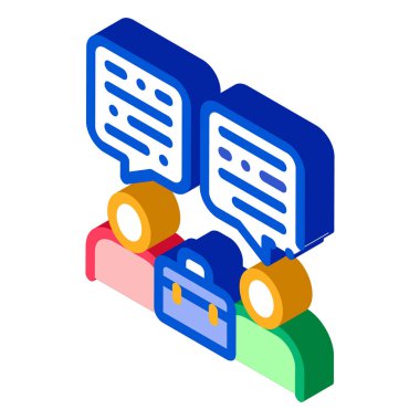 İki İşadamı Simge Vektörünün Anlaşması. İki İşadamının Isometric Deal Sohbeti imzası. renk izole edilmiş sembol çizimi