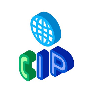 Voip Ip Çağrı Sistemi Simge Vektörü. Isometric Voip Ip Arama Sistemi işareti. renk izole edilmiş sembol çizimi