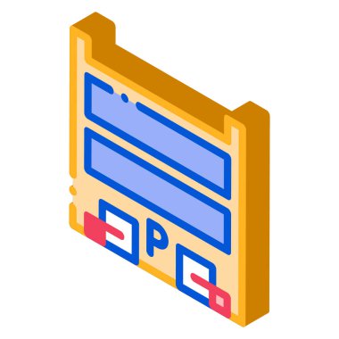 Park Yeri Simgesi Vektörü. Isometric Park Yeri işareti. renk izole edilmiş sembol çizimi