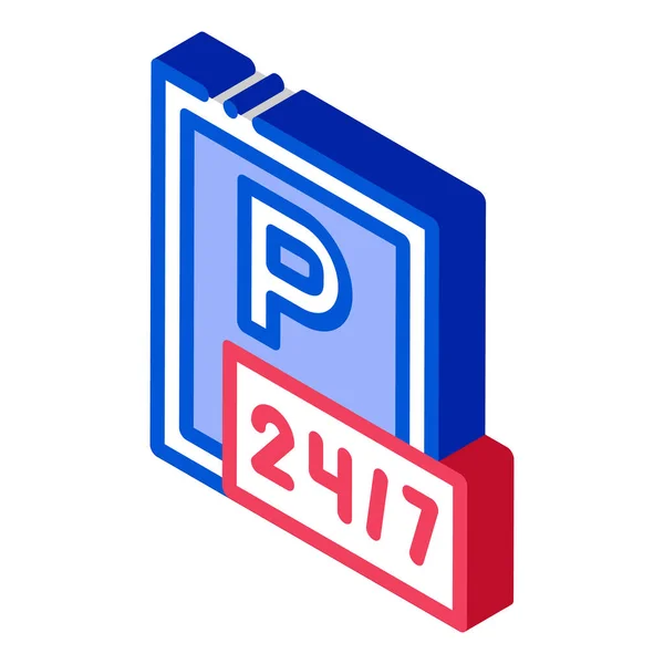 Godzinny Wektor Ikony Parkingowej Isometryczny Godzinny Znak Parkingowy Kolorowy Pojedynczy — Wektor stockowy