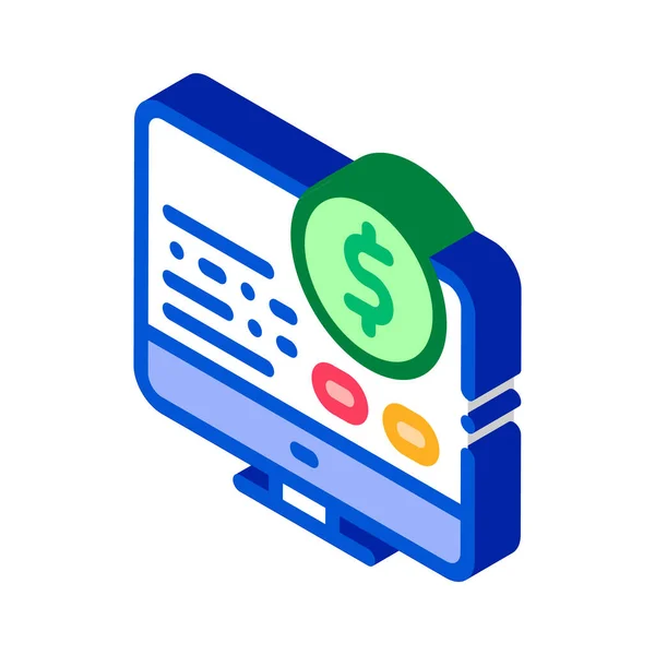 Geld Rapport Computer Icon Vector Isometrische Geld Rapport Computer Teken — Stockvector