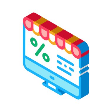 Bilgisayar Yüzdesi Posta Simgesi Vektörü. Isometric Bilgisayar Yüzde Posta İşareti. renk izole edilmiş sembol çizimi