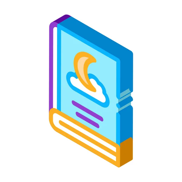 Book Night Story Icon Vector Isométrico Libro Noche Sueño Historia — Vector de stock