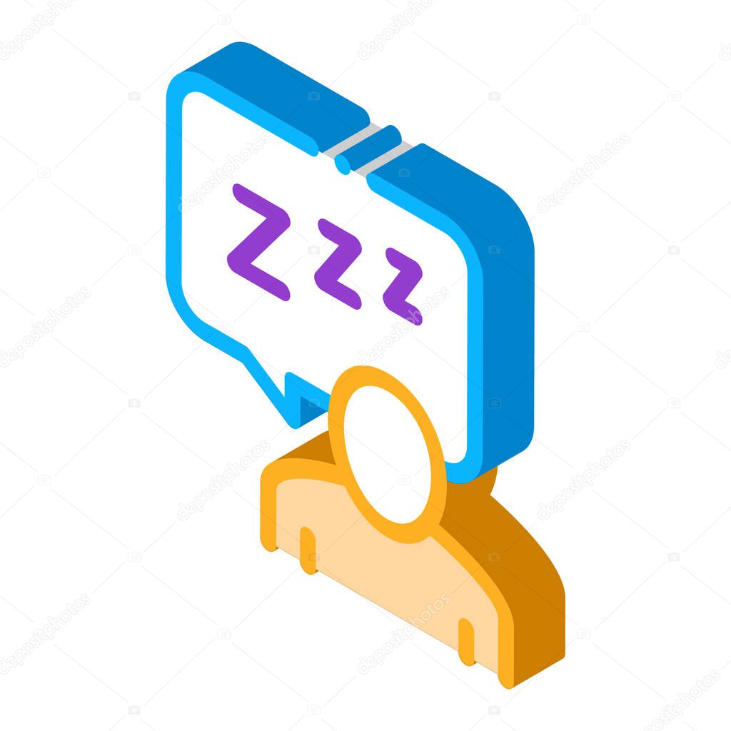 Human Zzz In Quote Frame Icon Vector. Isometric Human Zzz In Quote Frame sign. color isolated symbol illustration