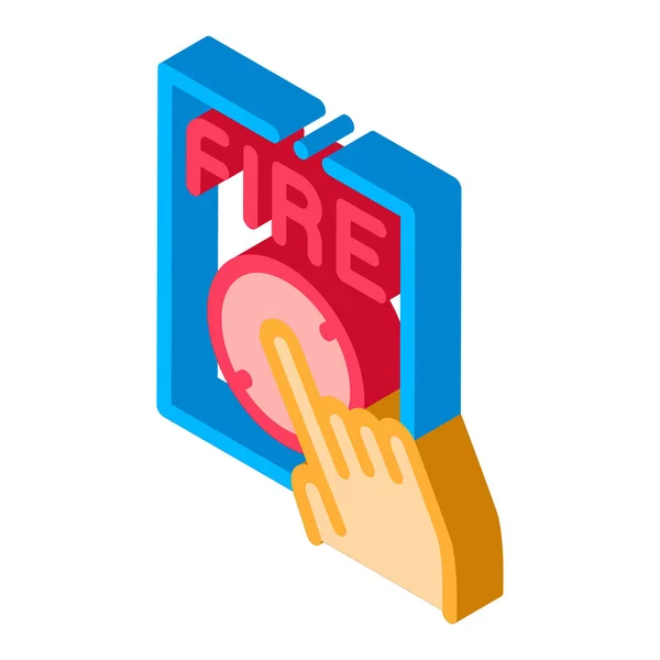 Hand Push Fire Button isometric icon vector illustration — Stock Vector