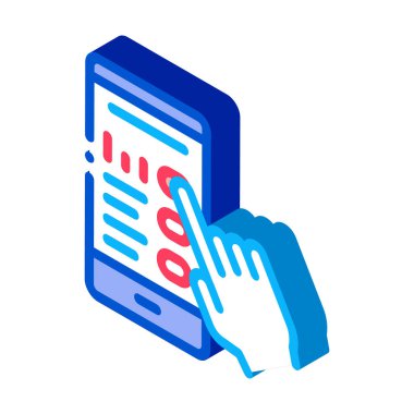 El Dokunuşu Telefon Ekranı izometrik ikon vektör çizimi