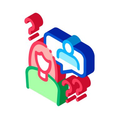 Erkek hakkında Düşünen Kadın izometrik ikon vektör çizimi