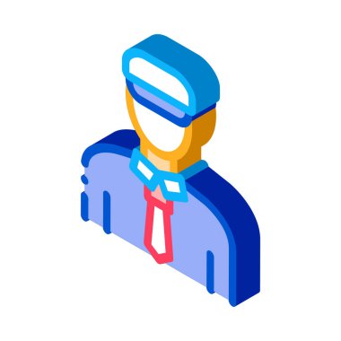 Gemi Kaptanı Simge Vektörü. Isometric gemi kaptanı işareti. renk izole edilmiş sembol çizimi