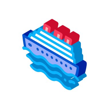 Seyahat Gemisi Simgesi Vektörü. Isometric Yolcu Gemisi işareti. renk izole edilmiş sembol çizimi