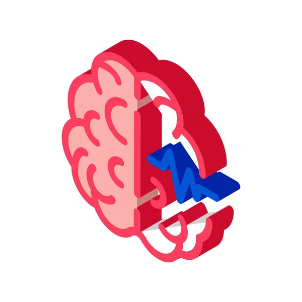 Brain Impulse Icon Vector Tanda Impuls Otak Isometric Warna Ilustrasi - Stok Vektor