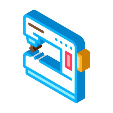 Dikiş makinesi ikon vektörü. İzometrik dikiş makinesi işareti. renk izole edilmiş sembol çizimi