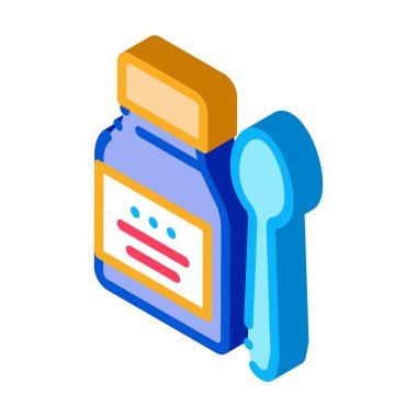 İlaç Şişe Simgesi Vektörü. Isometric İlaç Şişesi işareti. renk izole edilmiş sembol çizimi