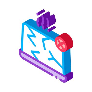 Parçalanmış Laptop Simgesi Vektörü. Isometric Yıkık Laptop işareti. renk izole edilmiş sembol çizimi