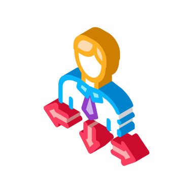 İnsan Adam Ok Simgesi Vektörü. Isometric İnsan Okları işareti. renk izole edilmiş sembol çizimi