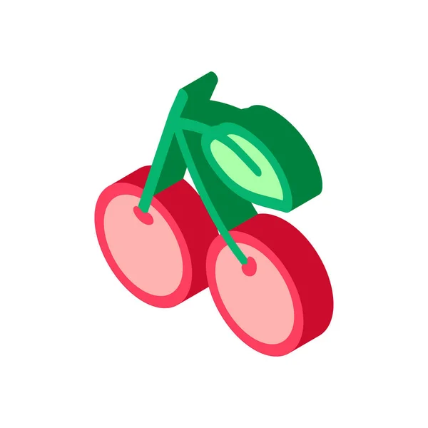 Cherry Fruit Leaf Icon Vector Inglês Isométrica Cherry Fruit Leaf —  Vetores de Stock