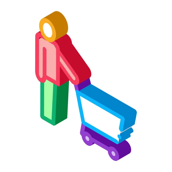 Клиент Cart Icon Vector Изометрический Знак Корзина Клиента Цветная Иллюстрация — стоковый вектор