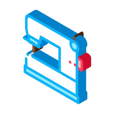 Dikiş makinesi ikon vektörü. İzometrik dikiş makinesi işareti. renk izole edilmiş sembol çizimi