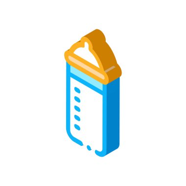 Şişe Simgesi Vektörü Besleniyor. Isometric Besleme Şişesi işareti. renk izole edilmiş sembol çizimi