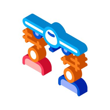 Mühendislik Planı Simgesi Vektörü. Isometric Mühendislik Uçağı işareti. renk izole edilmiş sembol çizimi
