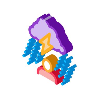Yağmurlu Bulut Adam Simge Vektörü. Isometric Rainy Cloud Man izometrik işareti. renk izole edilmiş sembol çizimi