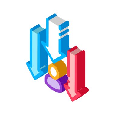 Man Down Arrows Simge Vektörü. Isometric Man Down Arrows izometrik işareti. renk izole edilmiş sembol çizimi