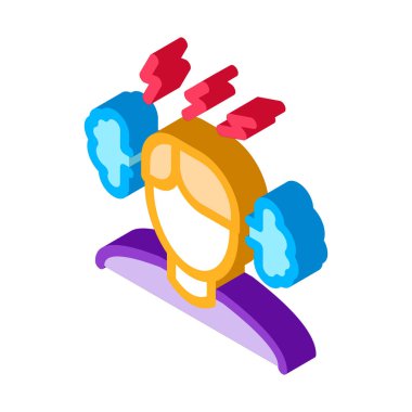 İnsan Kulağı Simge Vektörü. Isometric Man Ear Steam izometrik işareti. renk izole edilmiş sembol çizimi