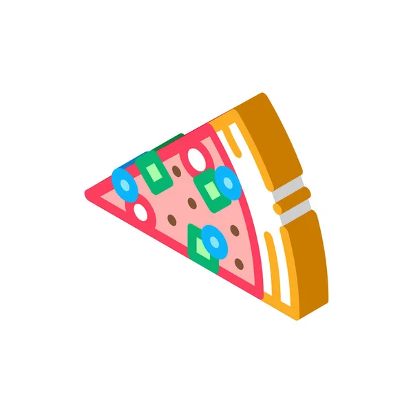 Pièce Vecteur Icône Pizza Pièce Isométrique Pizza Signe Isométrique Illustration — Image vectorielle