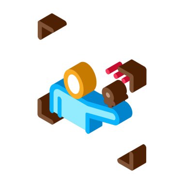 Muhabir Kadın Simge Vektörü. Isome muhabiri kadın izometrik işaret. renk izole edilmiş sembol çizimi