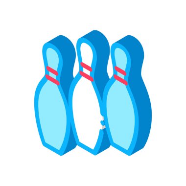 Bowling Skittles Simge Vektörü. Isometric Bowling Skittles izometrik işareti. renk izole edilmiş sembol çizimi