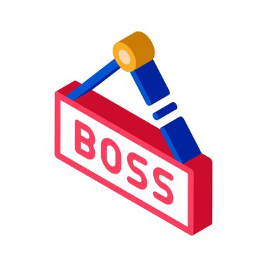 Patron İsim Simgesi Vektörü. İzometrik Patron Plakası izometrik işareti. renk izole edilmiş sembol çizimi