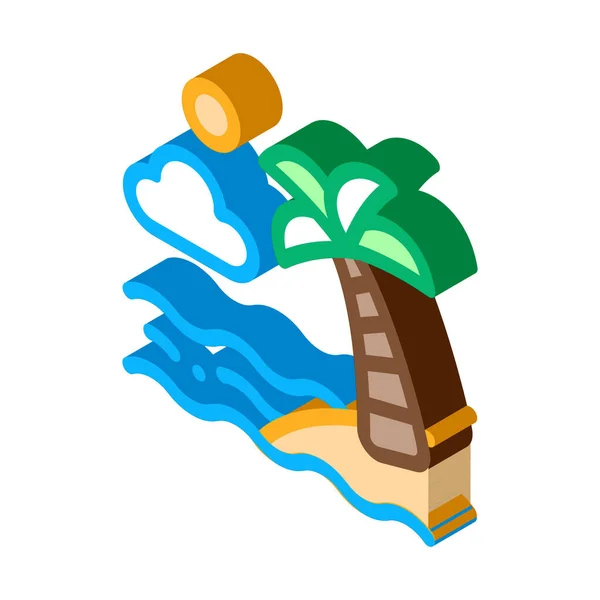 Widok Ocean Palm Icon Vector Widok Ocean Isometryczny Znakiem Dłoni — Wektor stockowy