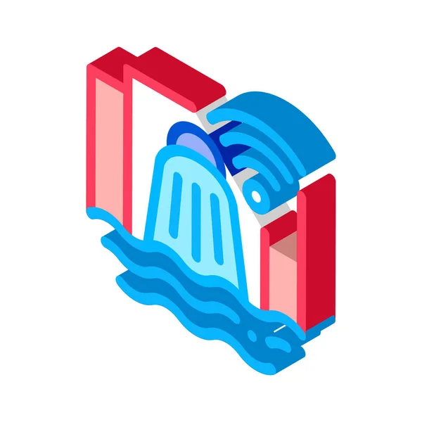 Smart Hydroelectric Power Station Icon Vector Panneau Isometric Smart Hydroelectric — Image vectorielle