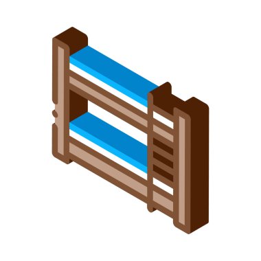 Ranza Yatak Simgesi Vektörü. Isometric Ranza tabelası. renk izole edilmiş sembol çizimi
