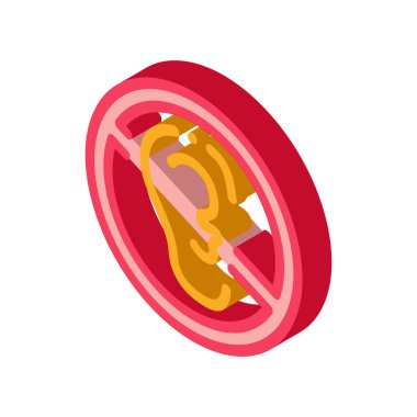 İşitme Simgesi Vektörü yok. Isometric İşitme yok işareti. renk izole edilmiş sembol çizimi