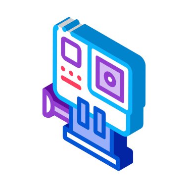 Eylem Kamerası Simge Vektörü. Isometric Aksiyon Kamerası işareti. renk izole edilmiş sembol çizimi