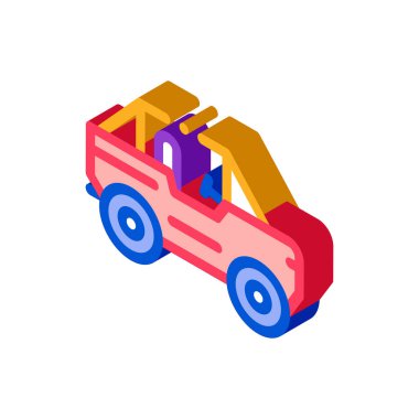 Araba Simgesi Vektörü. İzometrik araba tabelası. renk izole edilmiş sembol çizimi